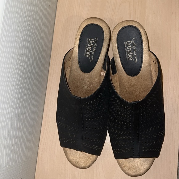 Croft & Barrow Ortholite Black Wedge Slide Sandals - Picture 6 of 15
